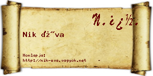 Nik Éva névjegykártya